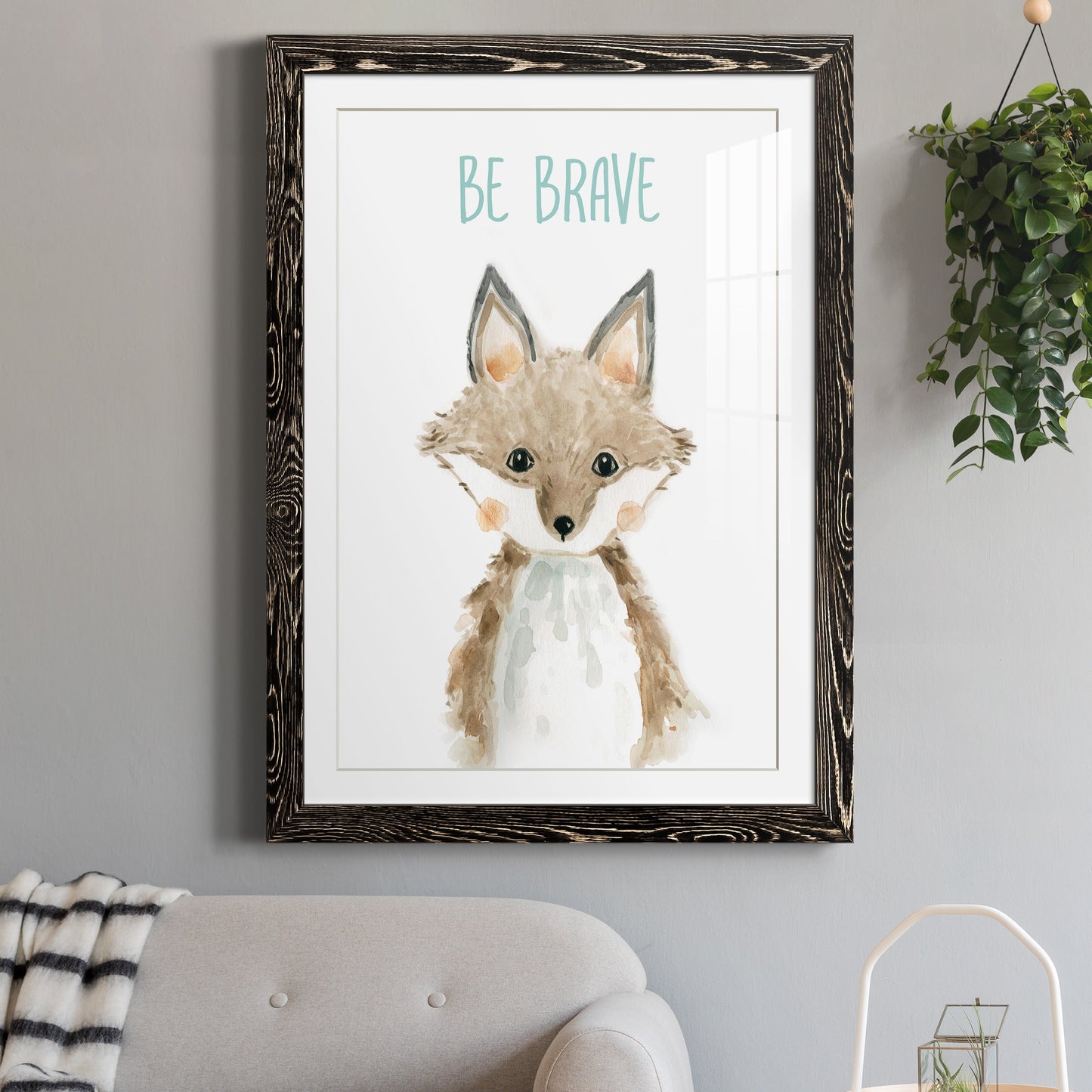 Be Brave Fox - Premium Framed Print - Distressed Barnwood Frame - Ready to Hang