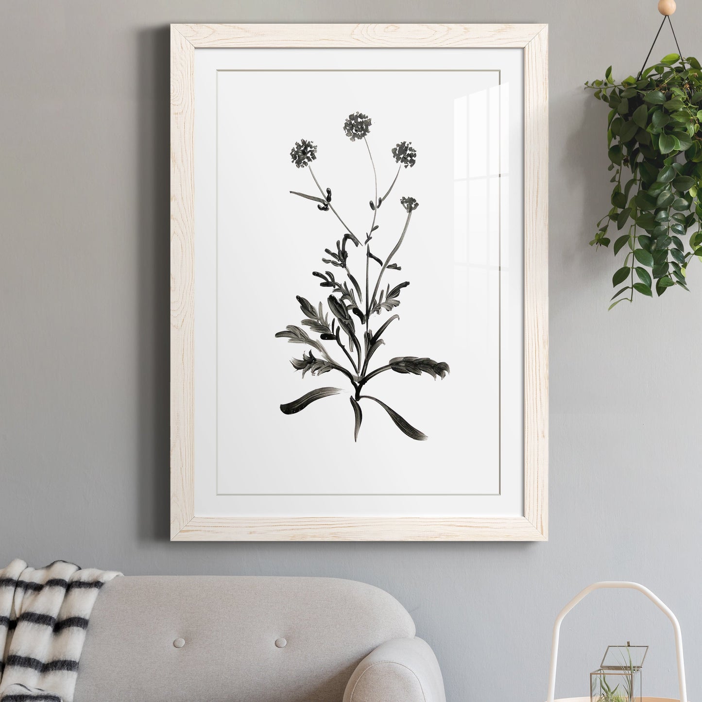 Inky Botanical I - Premium Framed Print - Distressed Barnwood Frame - Ready to Hang