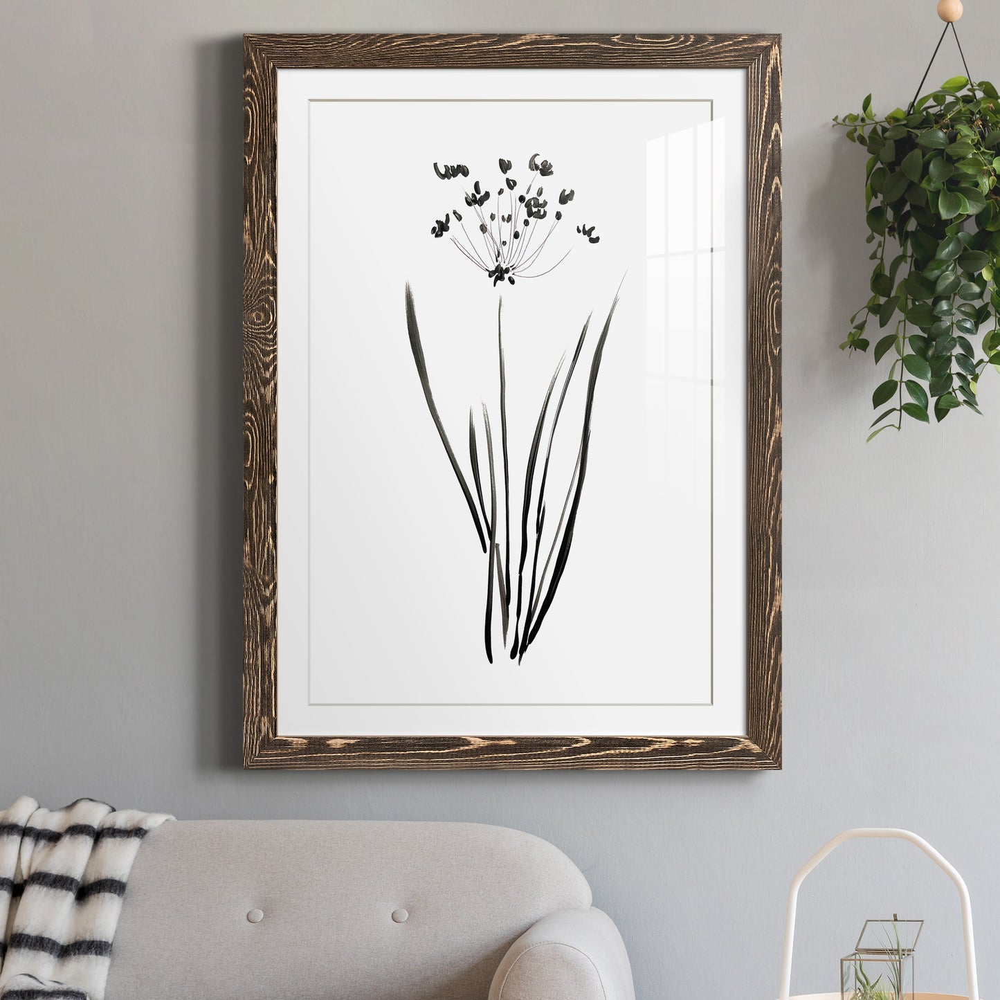 Inky Botanical II - Premium Framed Print - Distressed Barnwood Frame - Ready to Hang