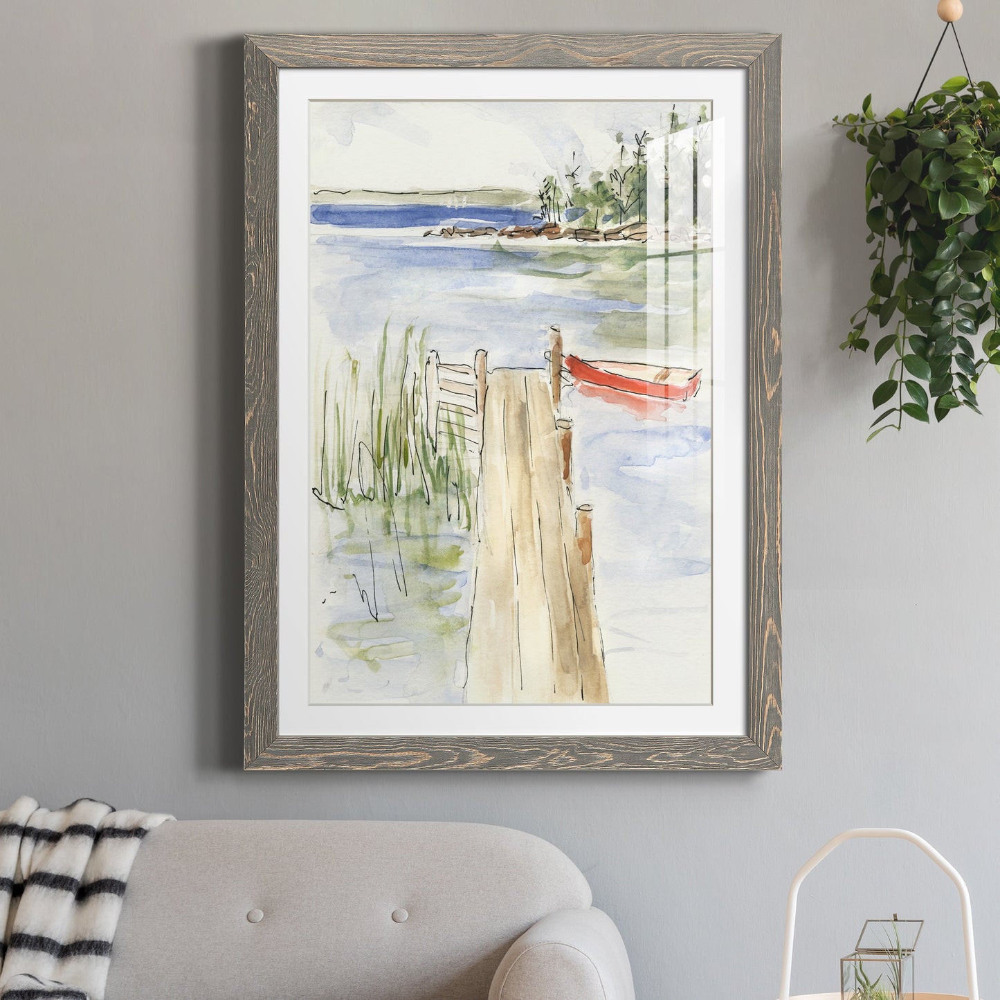 Sketchy Pier - Barnwood Framed Art Print