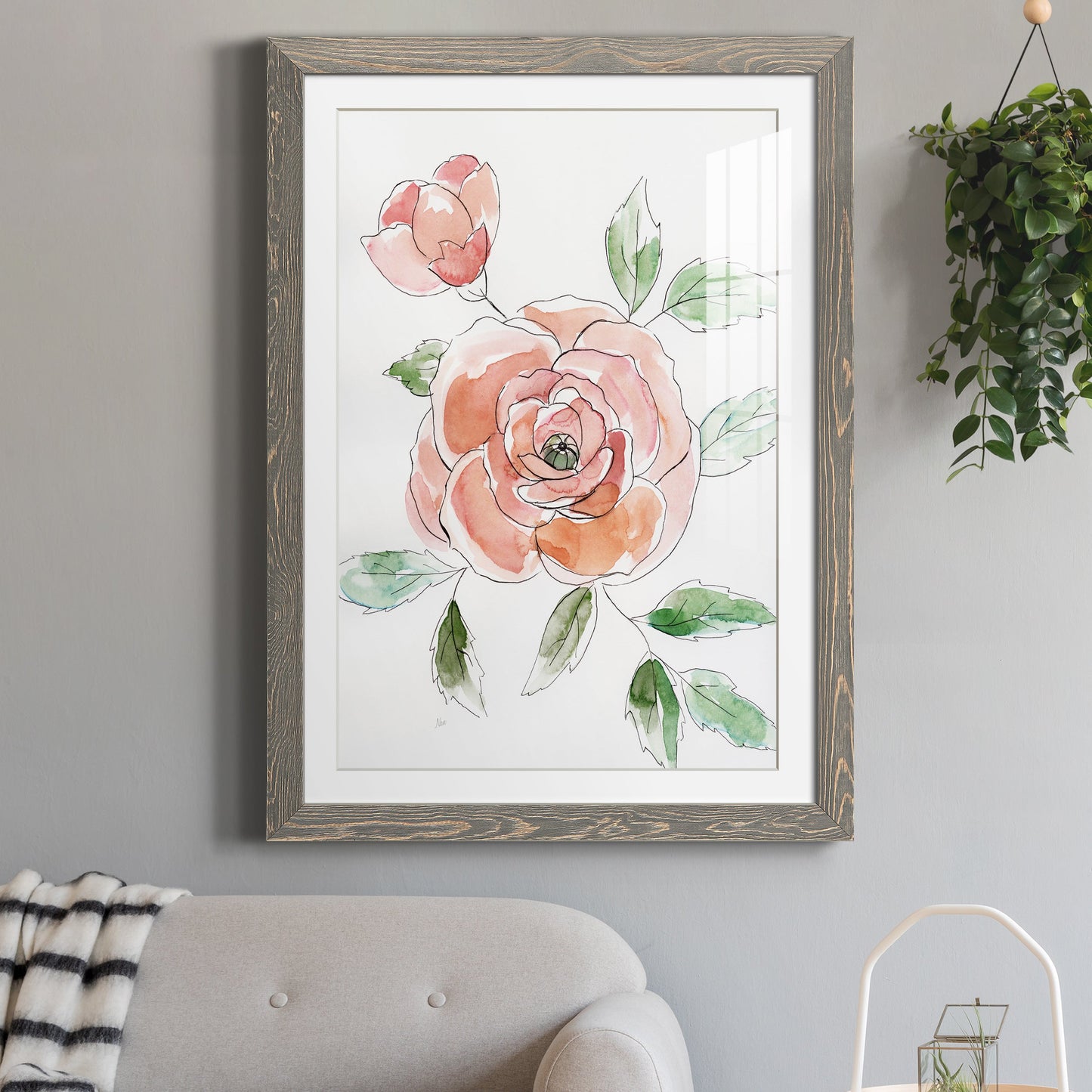 Rose Contour - Barnwood Framed Art Print