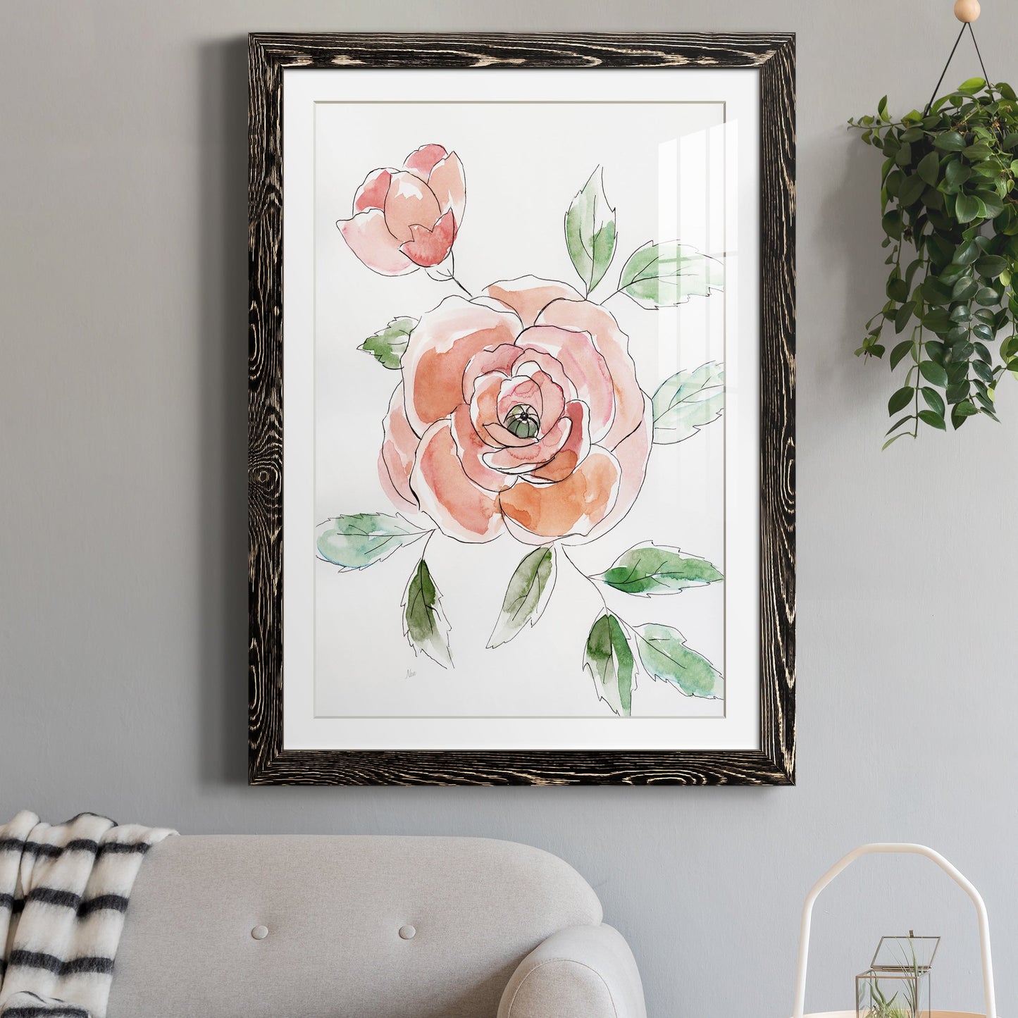 Rose Contour - Barnwood Framed Art Print