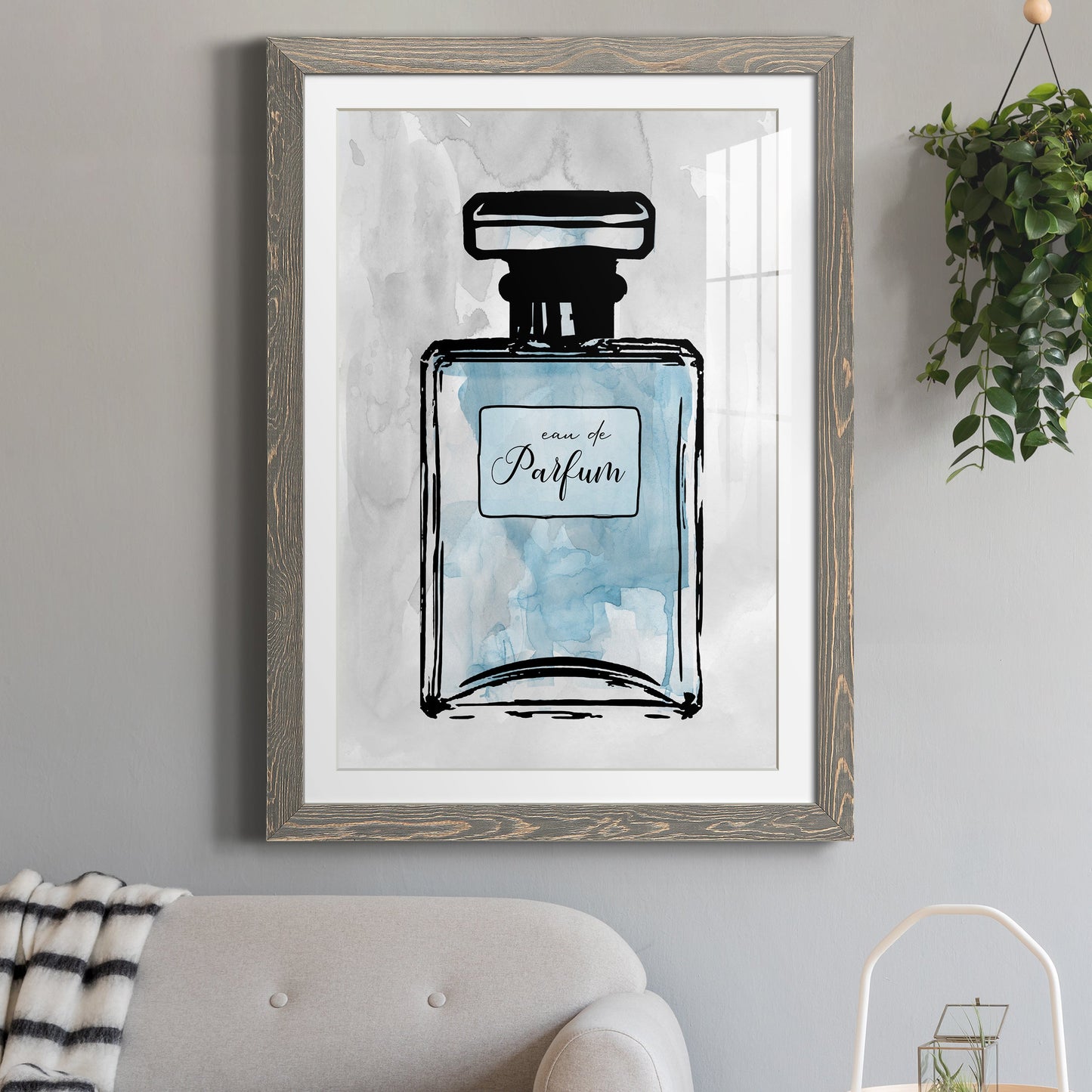 Blue Wash Perfume - Premium Framed Print - Distressed Barnwood Frame - Ready to Hang