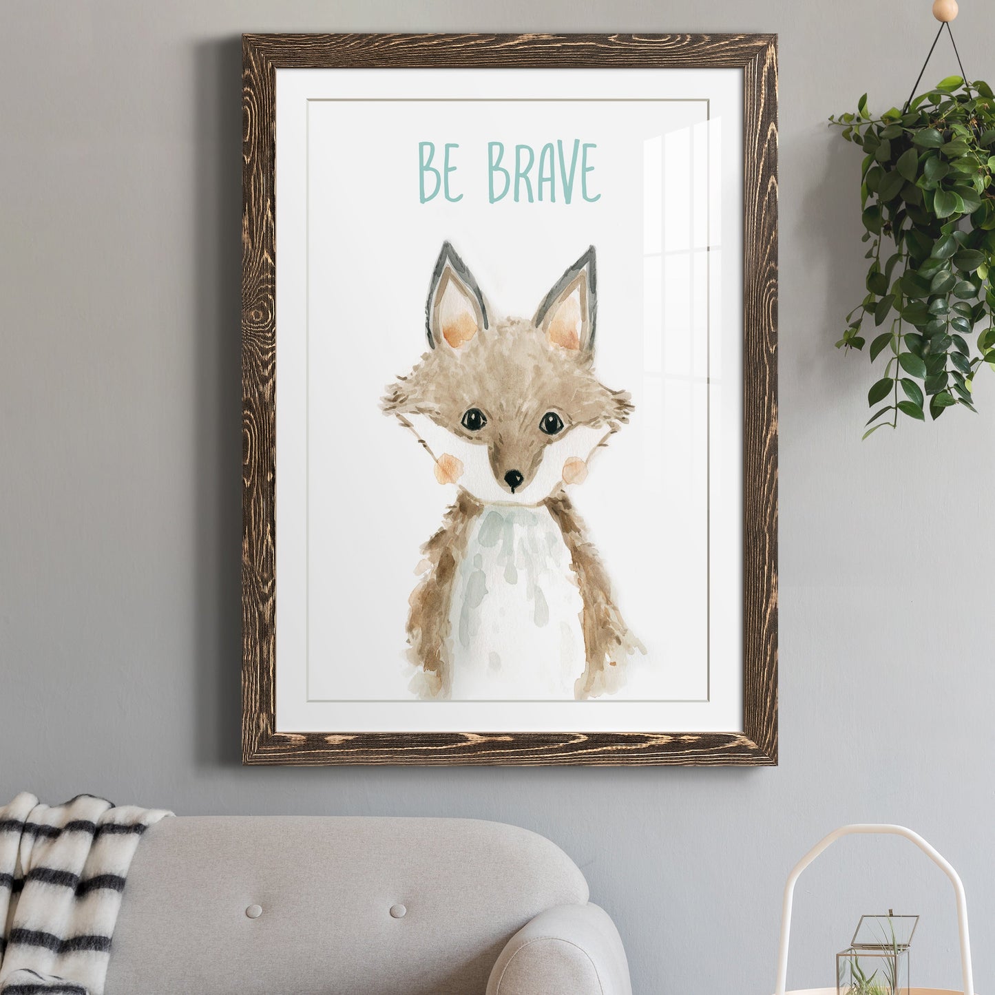 Be Brave Fox - Premium Framed Print - Distressed Barnwood Frame - Ready to Hang