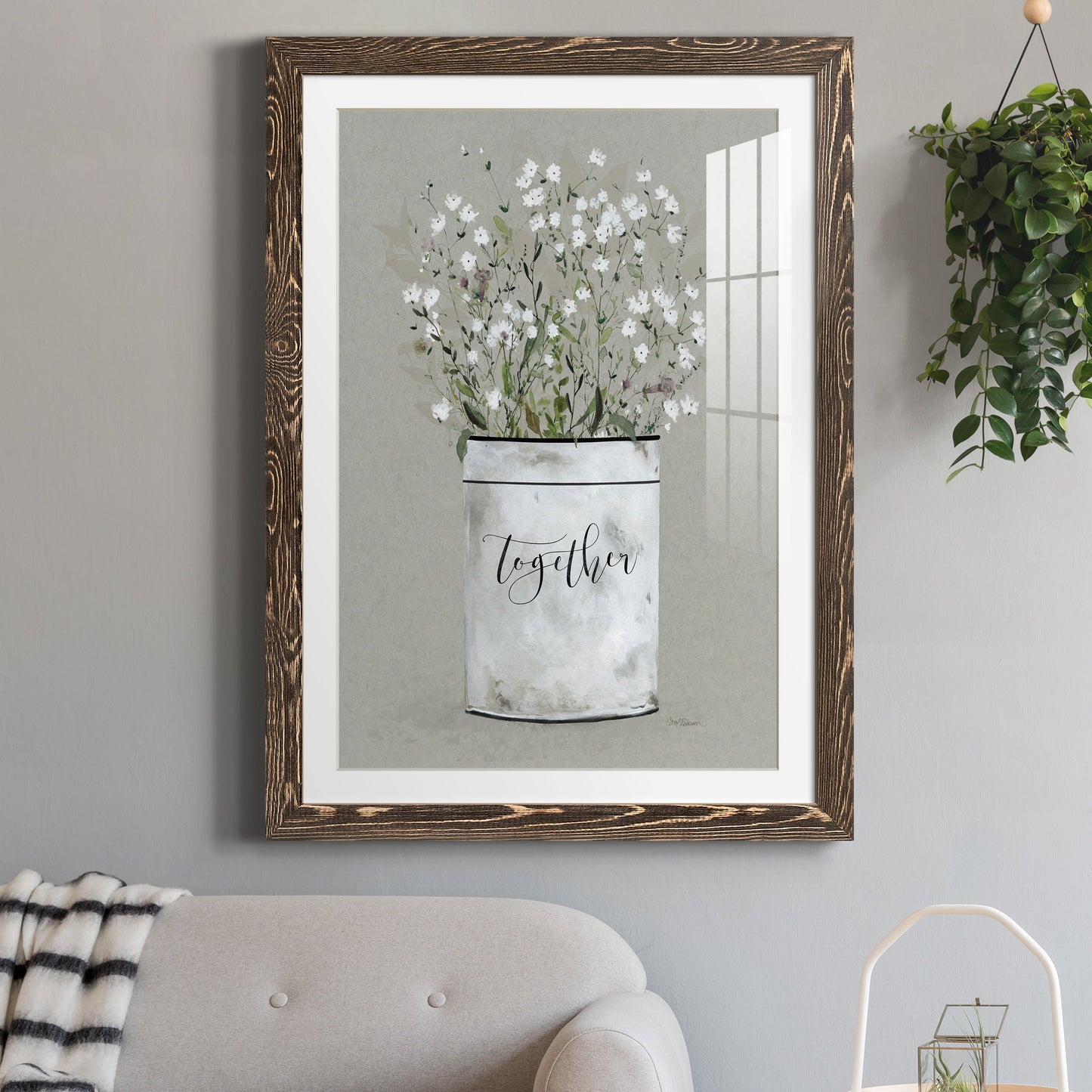 Bouquet of Grace Bucket Together - Premium Framed Print - Distressed Barnwood Frame - Ready to Hang