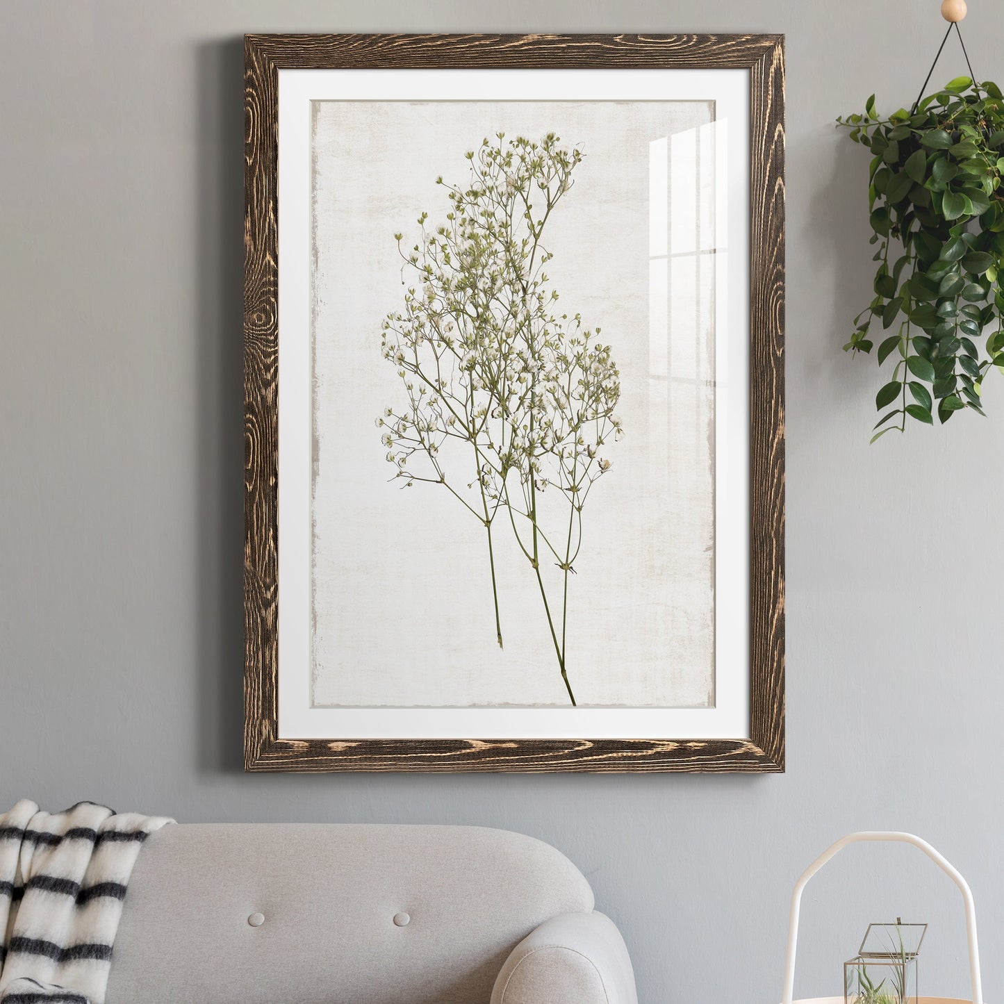 Farmhouse Pressed Flower I - Premium Framed Print - Distressed Barnwood Frame - Ready to Hang