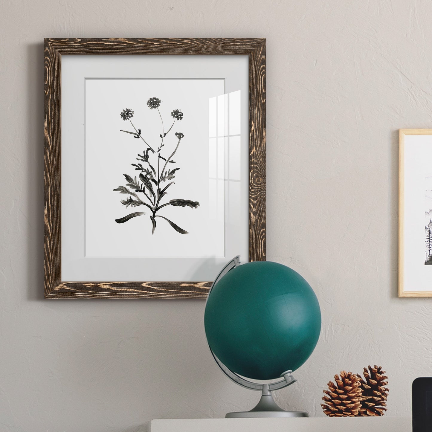 Inky Botanical I - Premium Framed Print - Distressed Barnwood Frame - Ready to Hang