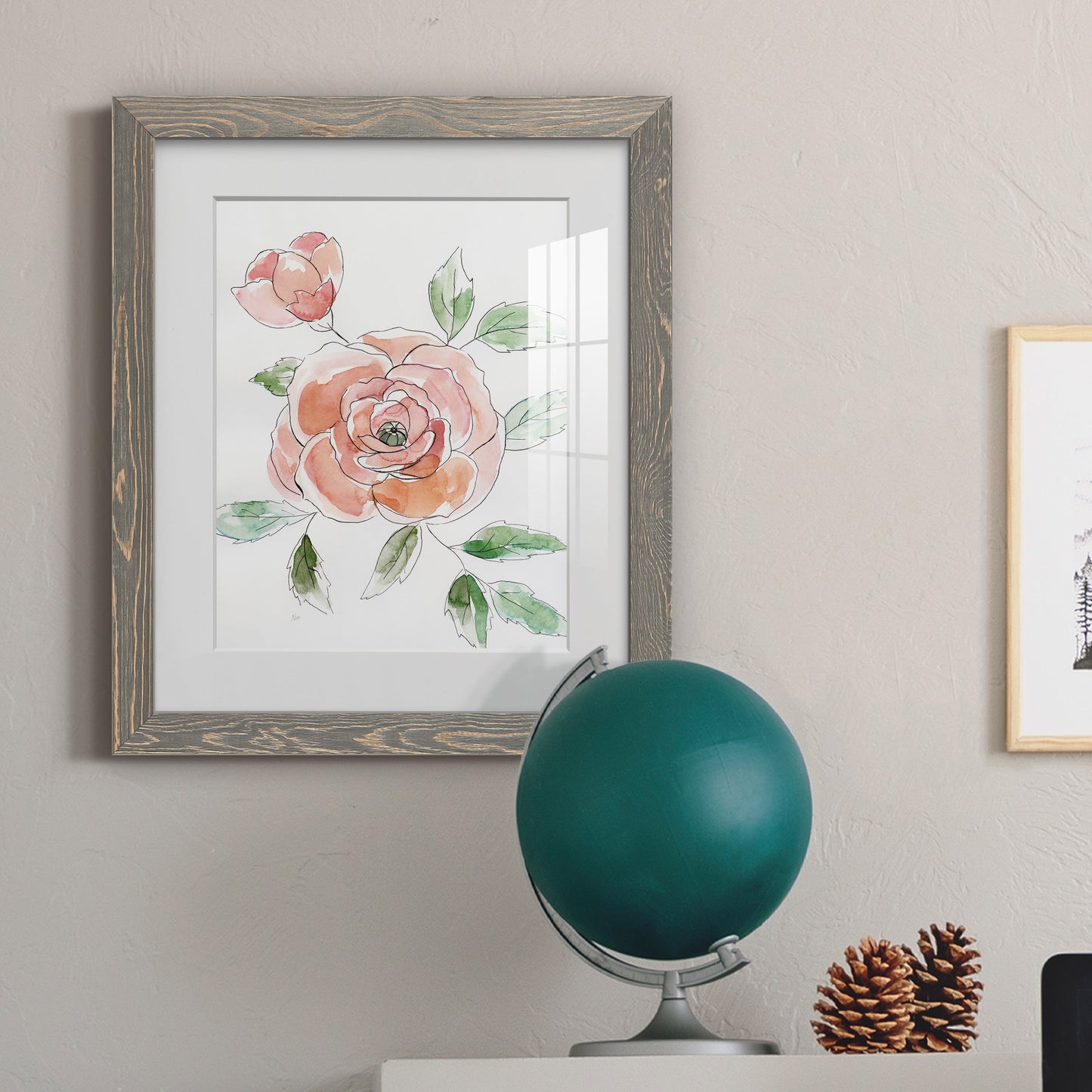 Rose Contour - Barnwood Framed Art Print