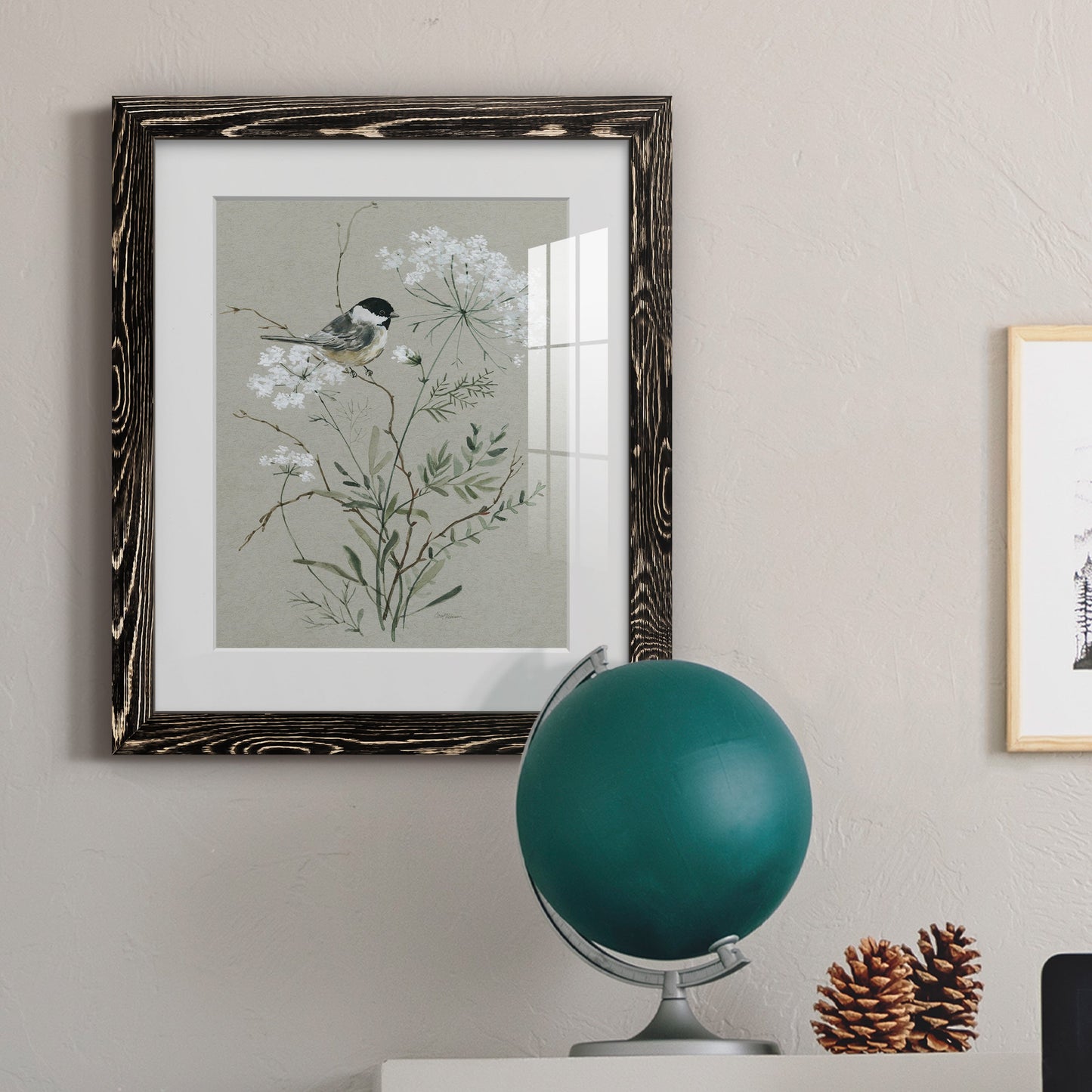 Bouquet of Grace Bird I - Barnwood Framed Art Print