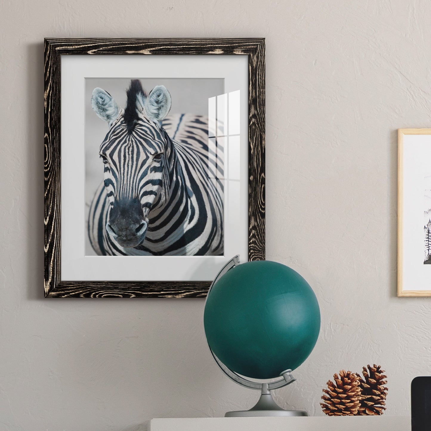 Namibia Zebra - Premium Framed Print - Distressed Barnwood Frame - Ready to Hang