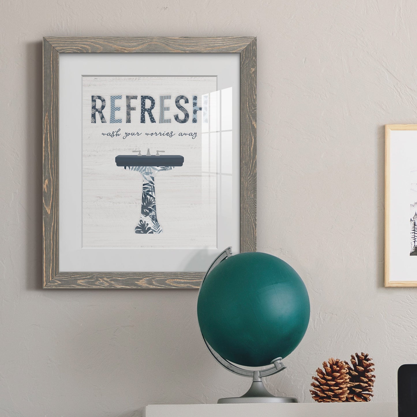 Palm Bath II - Barnwood Framed Art Print