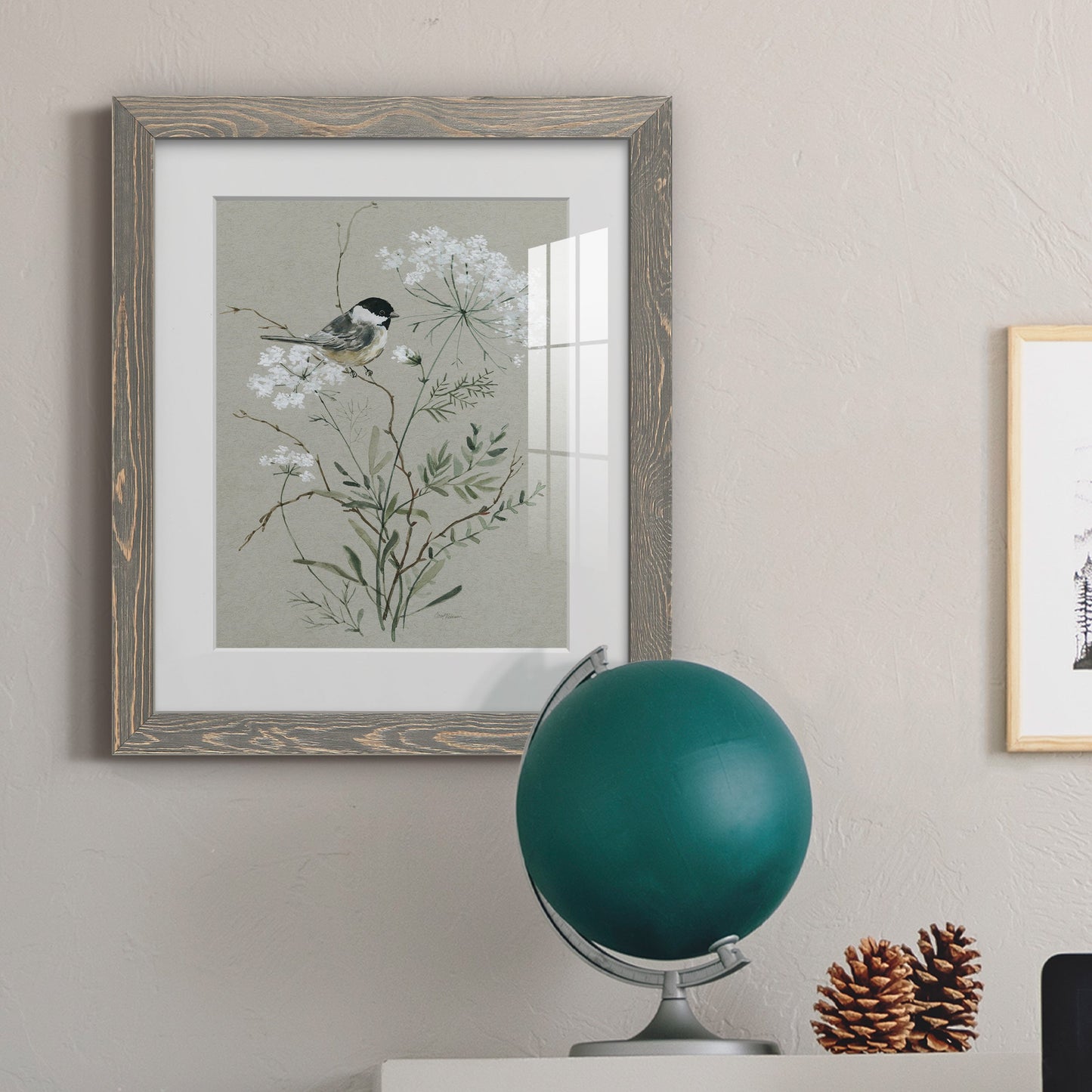 Bouquet of Grace Bird I - Barnwood Framed Art Print