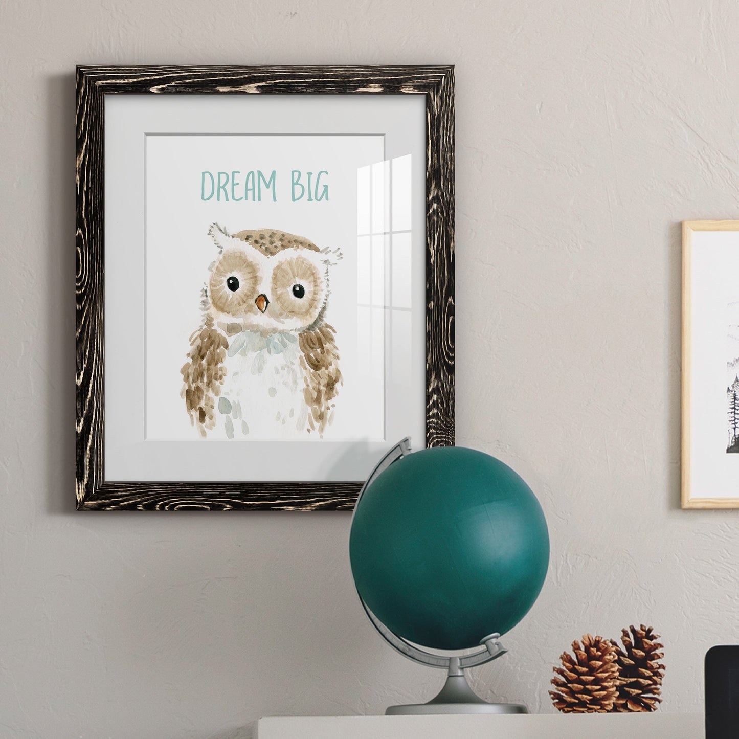 Dream Big Owl - Premium Framed Print - Distressed Barnwood Frame - Ready to Hang