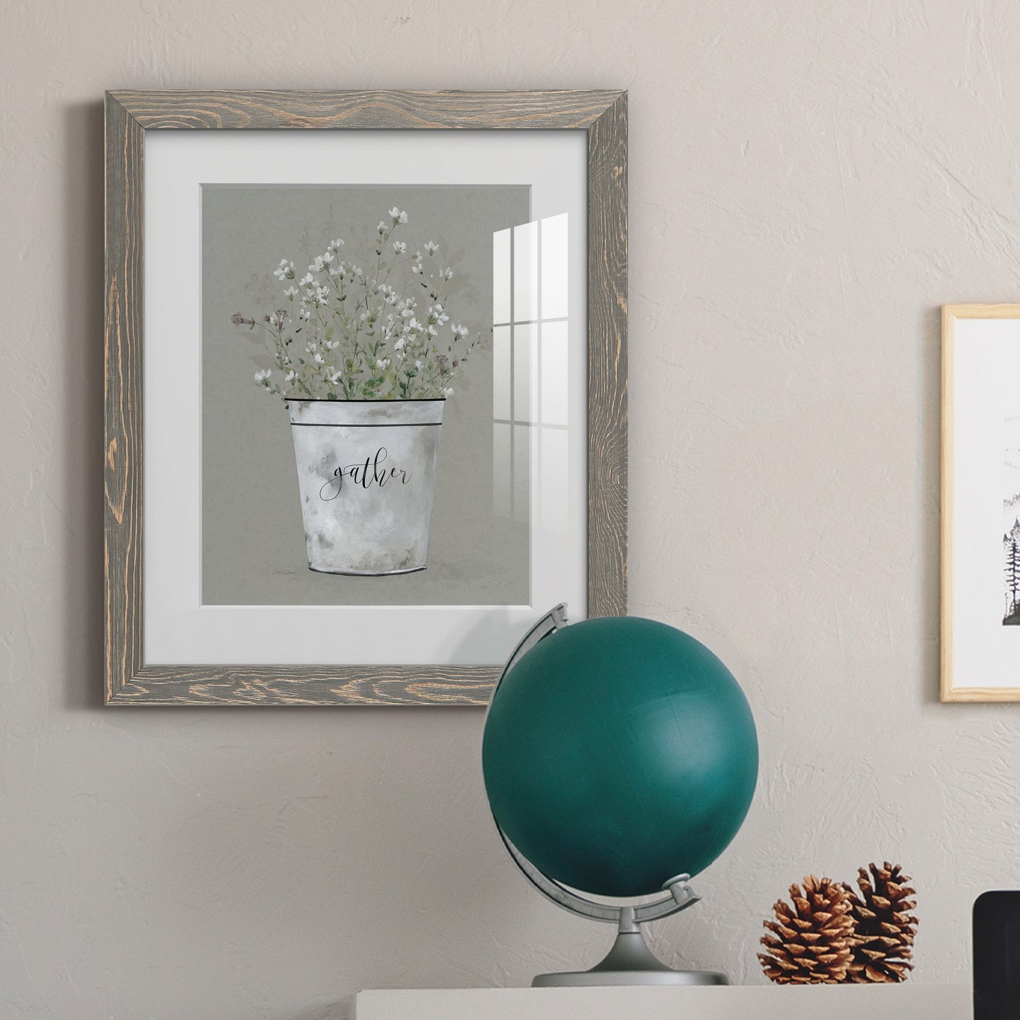 Bouquet of Grace Bucket Gather - Barnwood Framed Art Print
