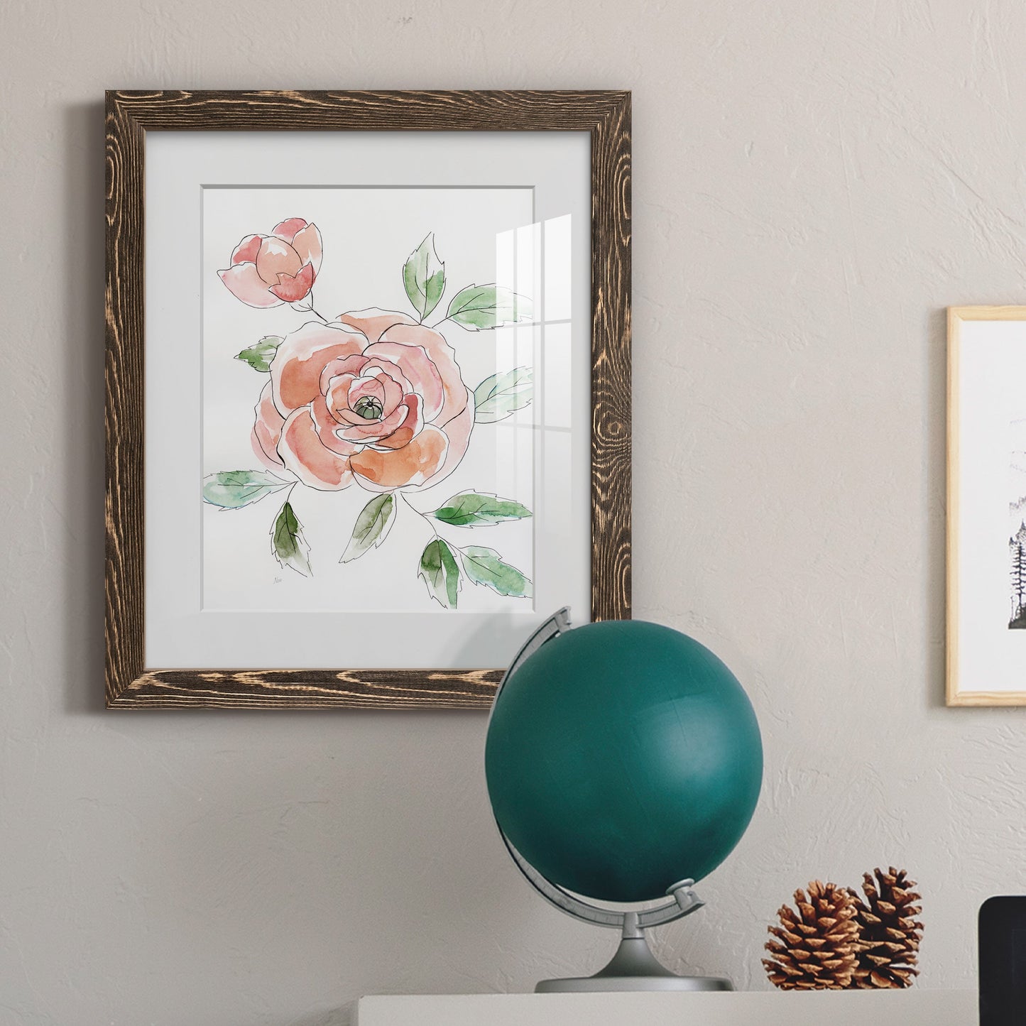 Rose Contour - Barnwood Framed Art Print