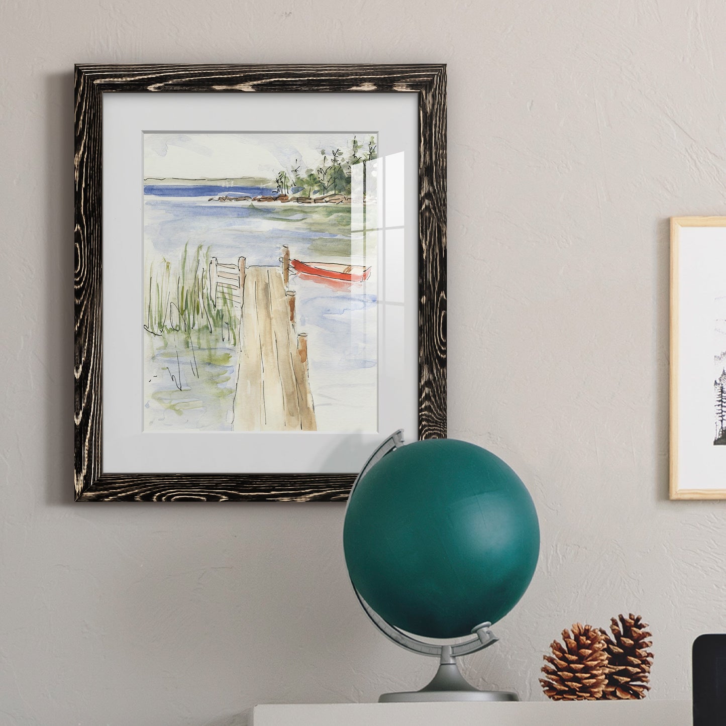 Sketchy Pier - Barnwood Framed Art Print