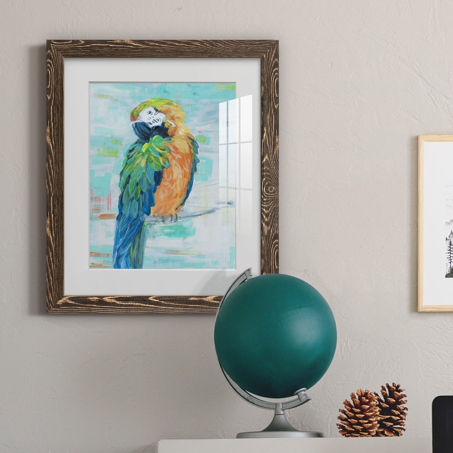 Island Parrot II - Premium Framed Print - Distressed Barnwood Frame - Ready to Hang