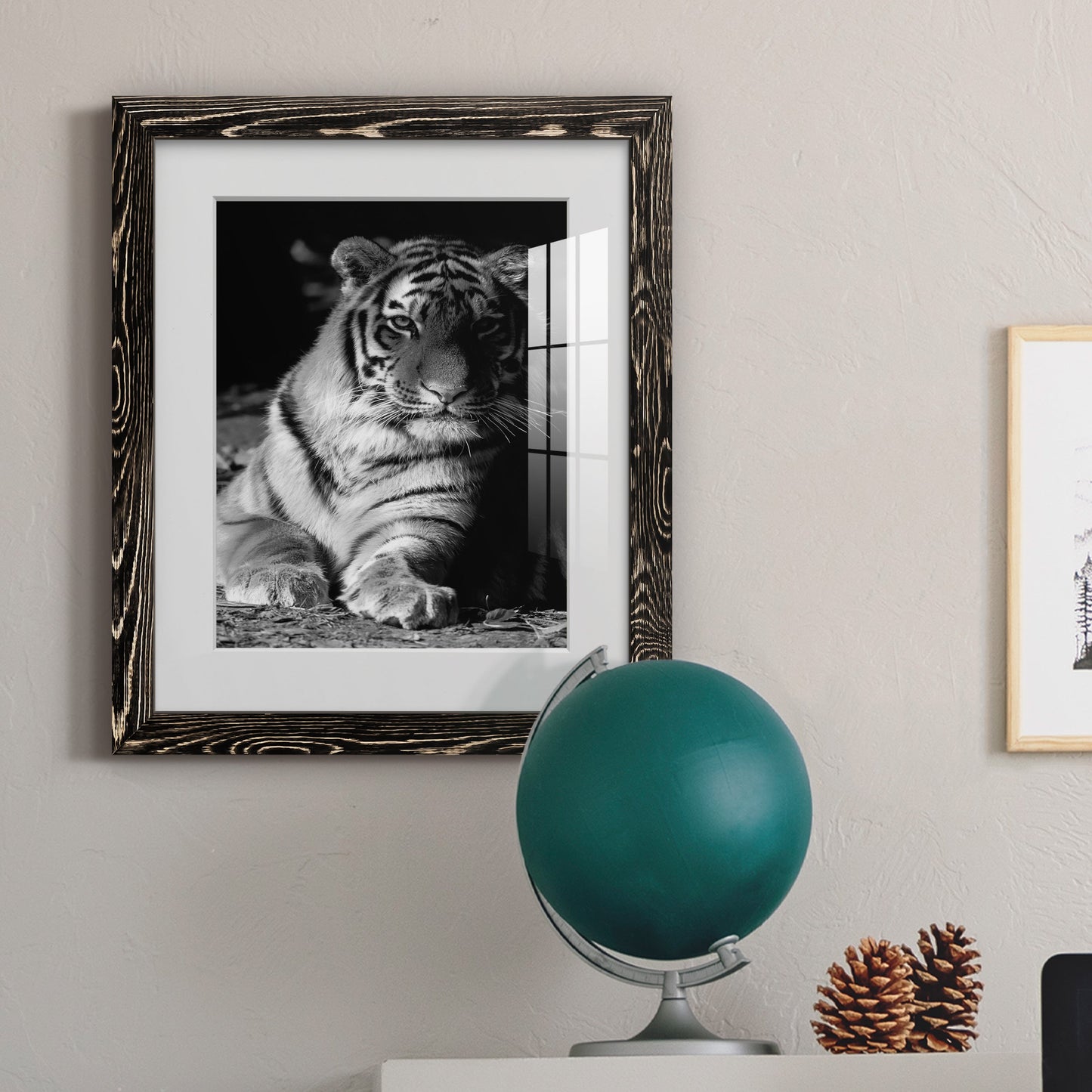 Tiger Repose - Premium Framed Print - Distressed Barnwood Frame - Ready to Hang