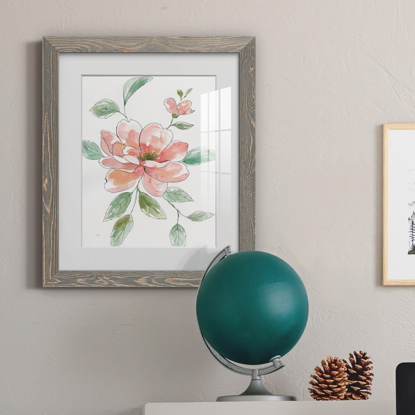 Peony Contour - Barnwood Framed Art Print