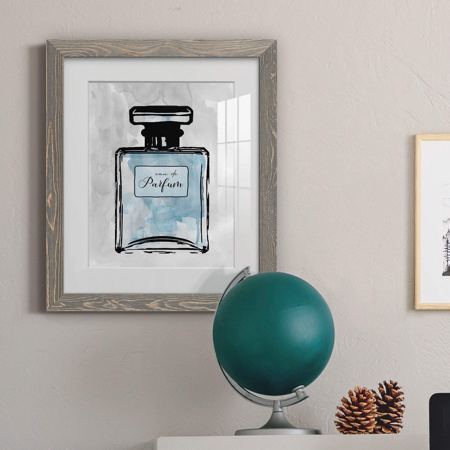 Blue Wash Perfume - Premium Framed Print - Distressed Barnwood Frame - Ready to Hang