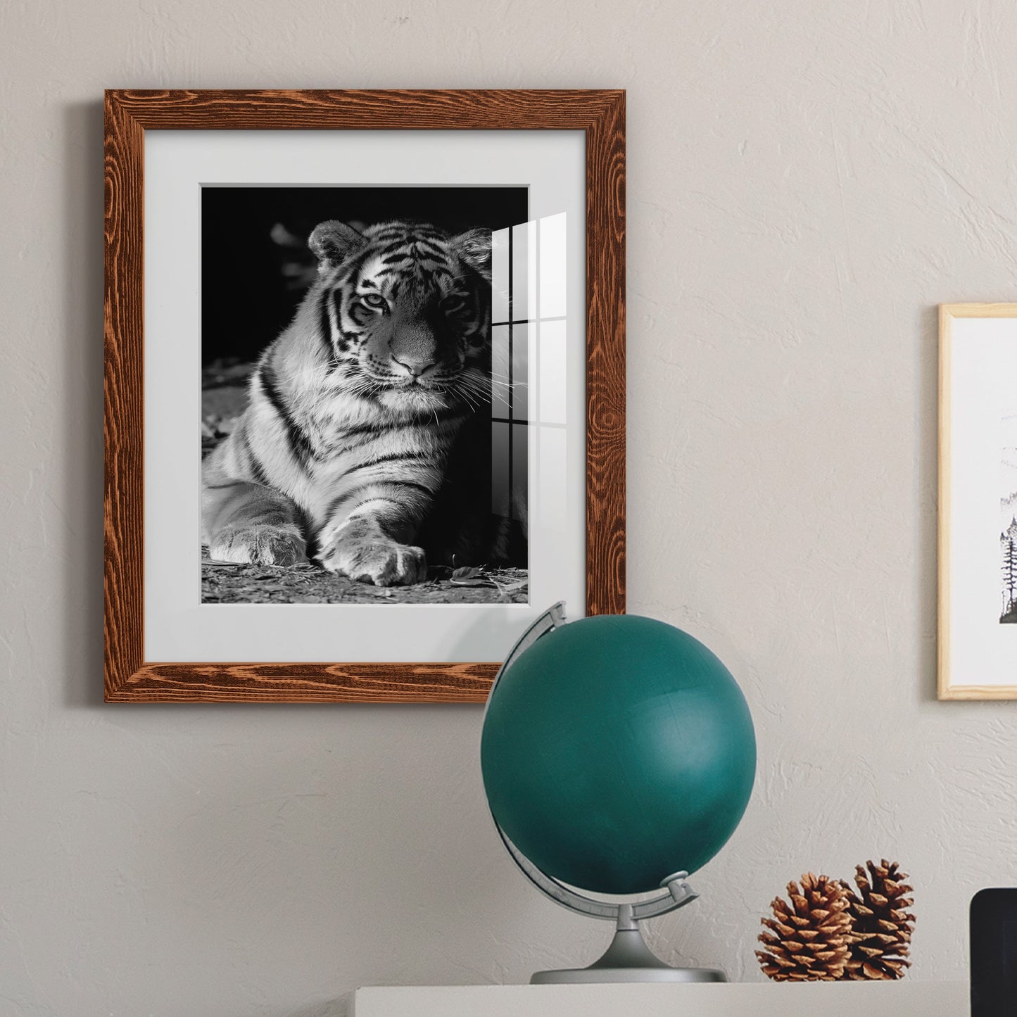 Tiger Repose - Premium Framed Print - Distressed Barnwood Frame - Ready to Hang