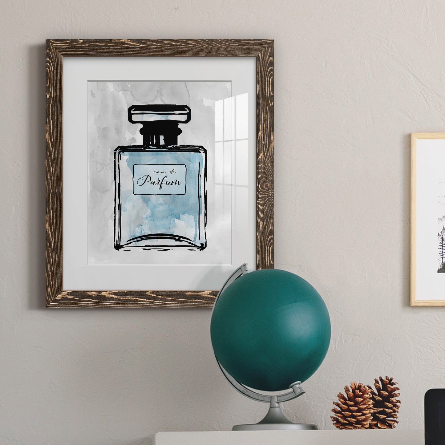 Blue Wash Perfume - Premium Framed Print - Distressed Barnwood Frame - Ready to Hang