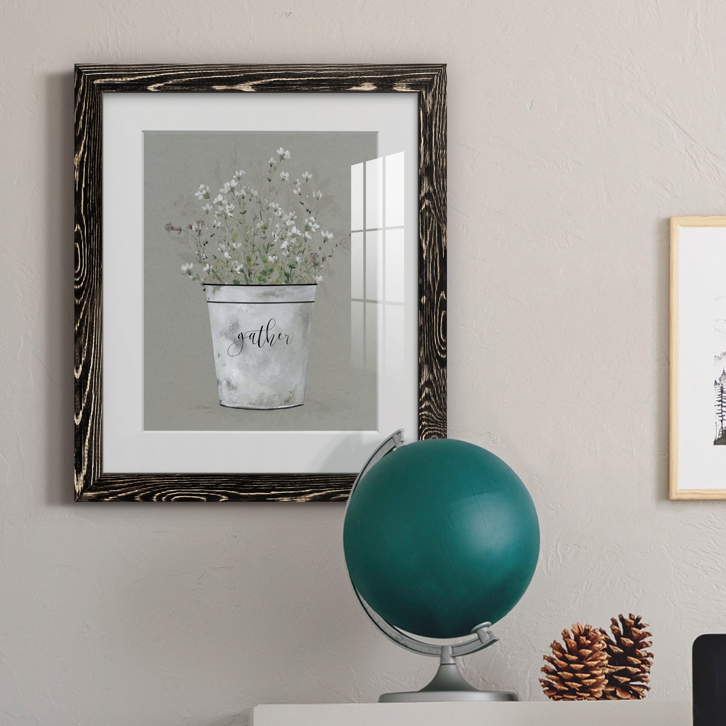 Bouquet of Grace Bucket Gather - Barnwood Framed Art Print