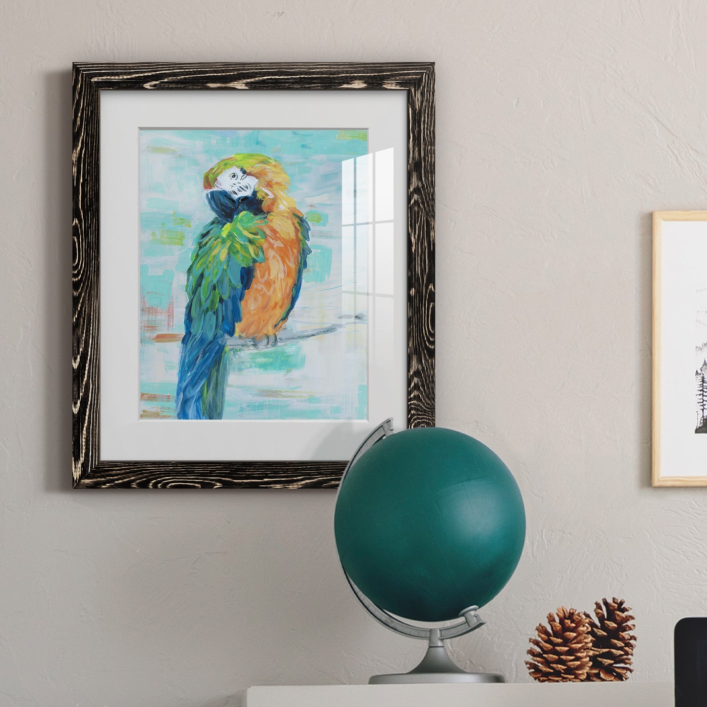 Island Parrot II - Premium Framed Print - Distressed Barnwood Frame - Ready to Hang