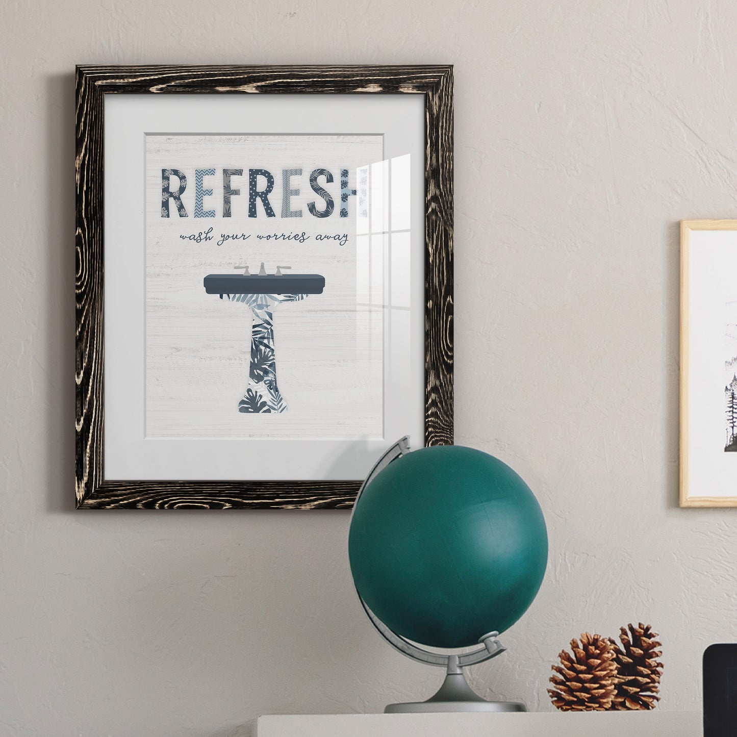Palm Bath II - Barnwood Framed Art Print