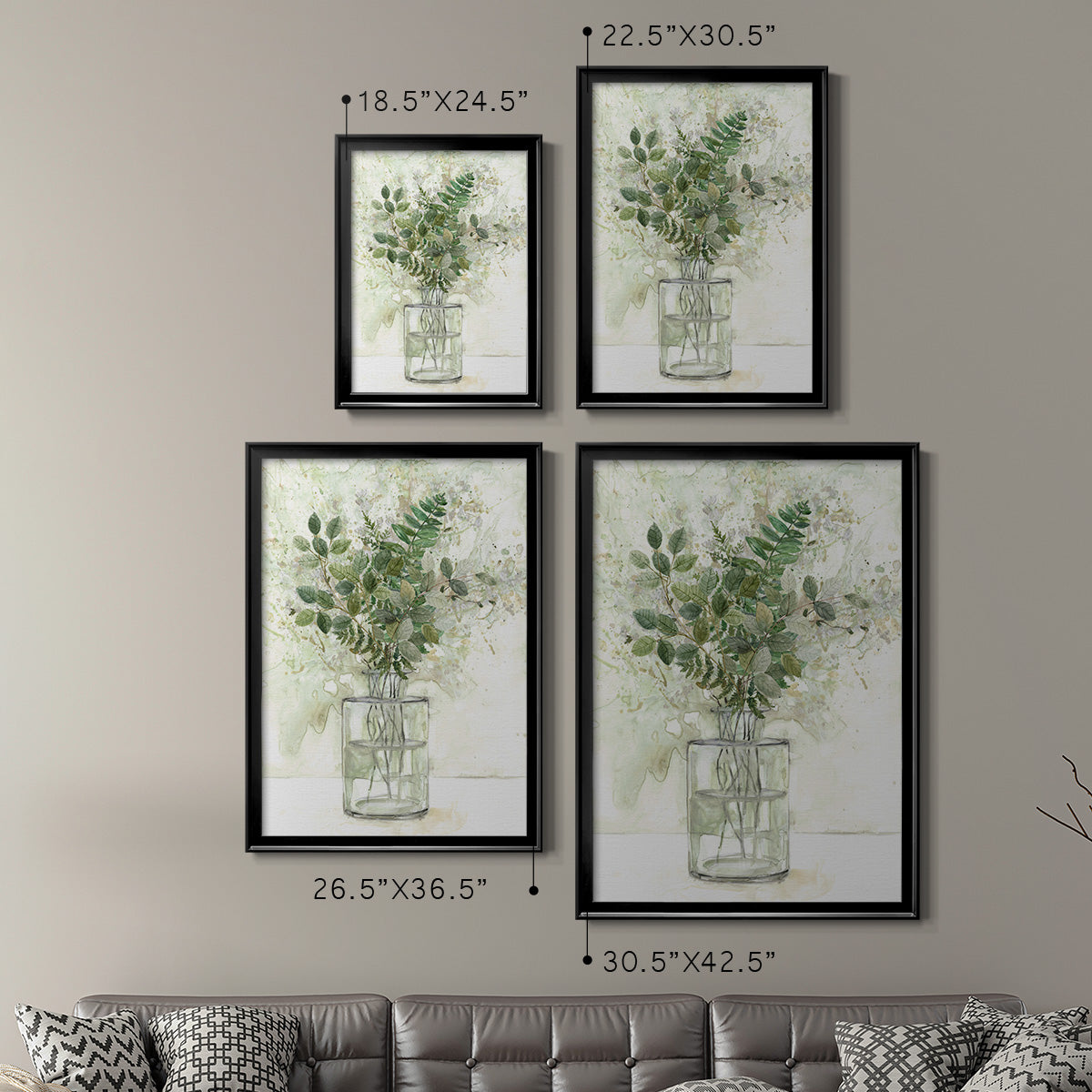 Delicate Greenery I - Modern Framed Canvas Print