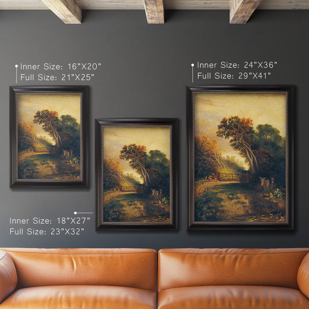 Landscape with Picnickers and Donkeys - Ornate Framed Canvas Print