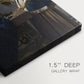 Close-up of a gallery-wrapped canvas corner showing a refined interior with balanced composition, highlighting texture and print detail.