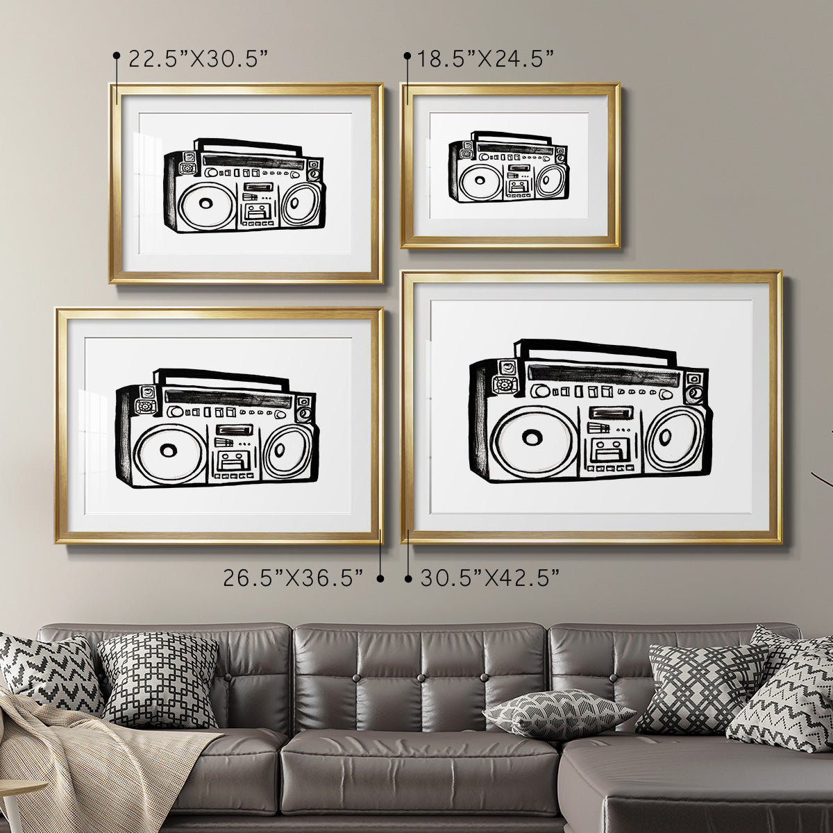 Boombox Sketch Premium Framed Print - Ready to Hang