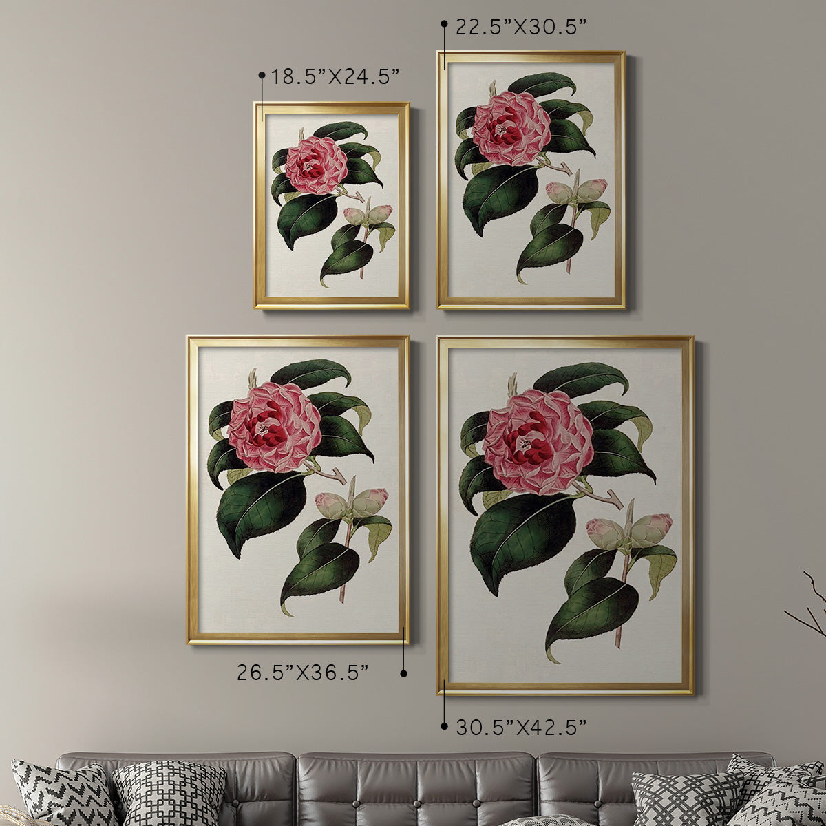 Pink Floral Mix III - Modern Framed Canvas Print