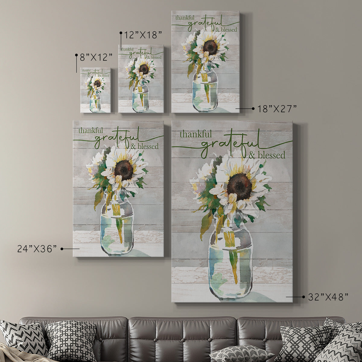 Thankful, Grateful, Blessed - Canvas Art Print