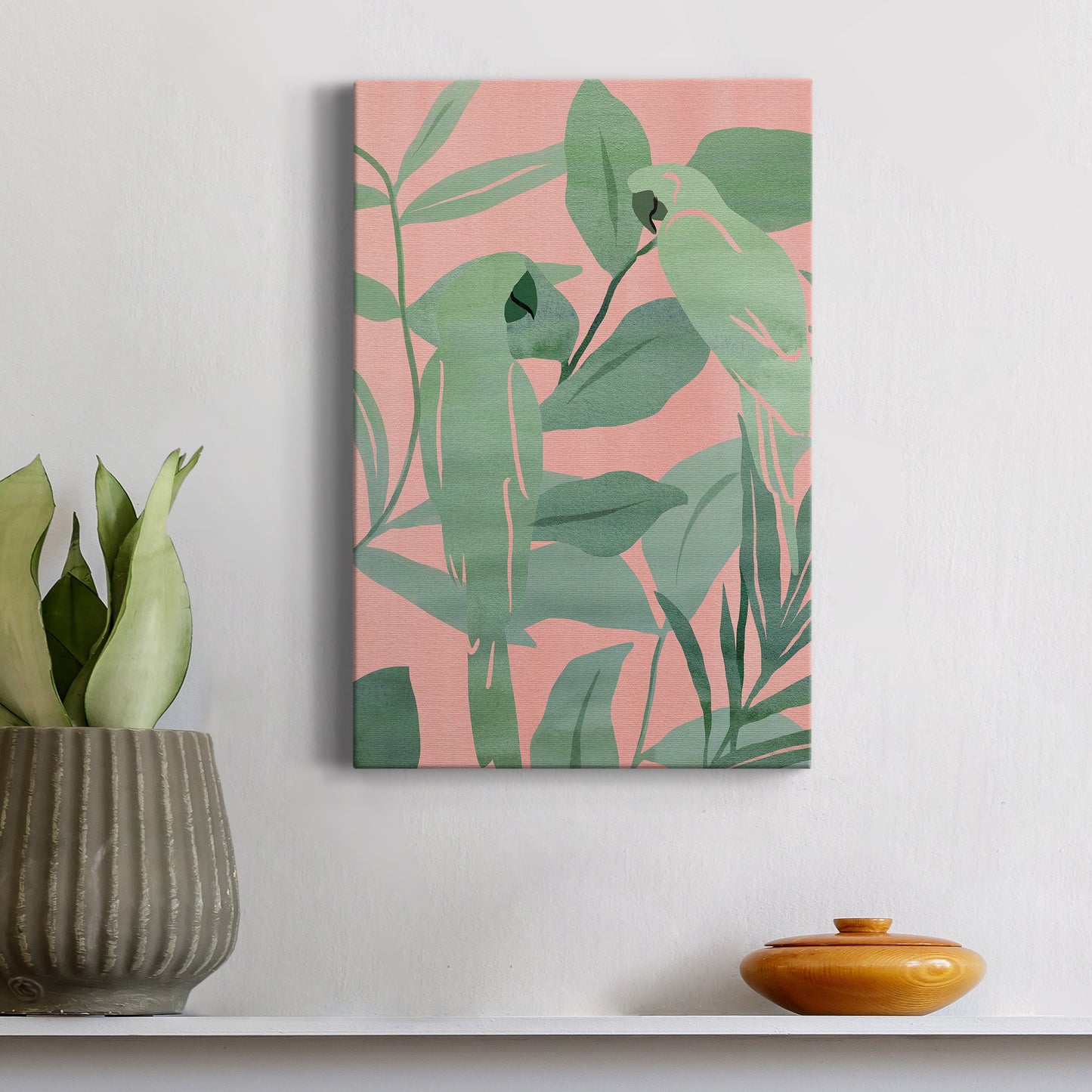 Pink and Green Birds of Paradise II Premium Gallery Wrapped Canvas - Ready to Hang