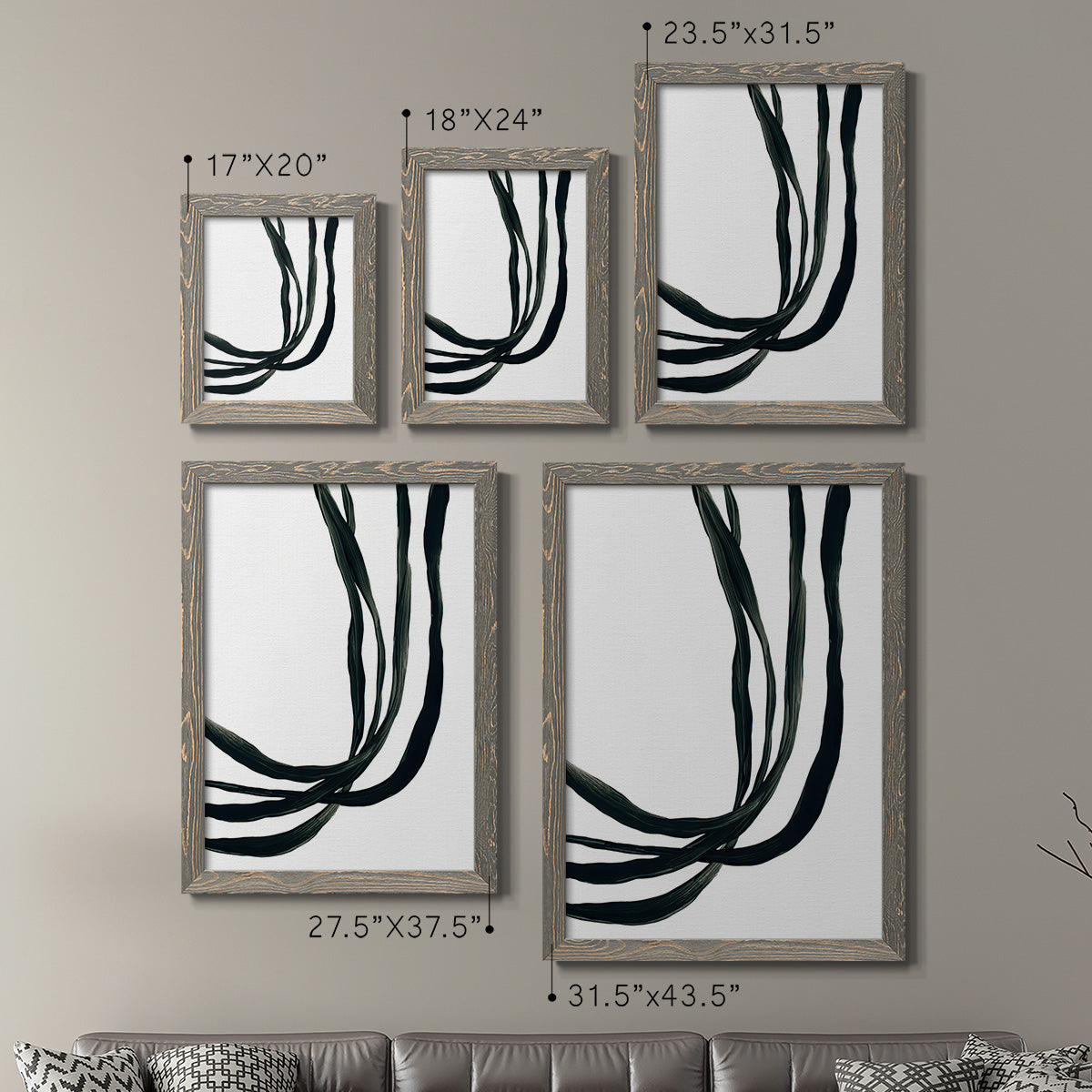 Onyx Ribbon I - Premium Framed Canvas 2 Piece Set - Ready to Hang