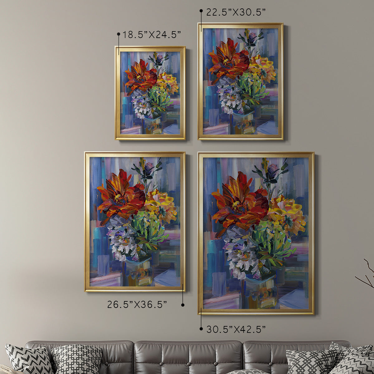 Modern Bouquet - Modern Framed Canvas Print