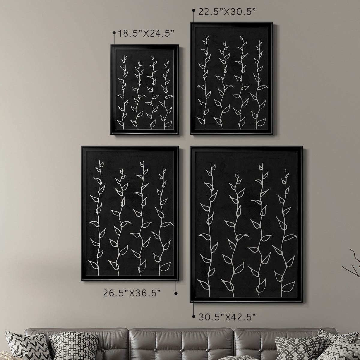Ivory Vines I - Modern Framed Canvas Print