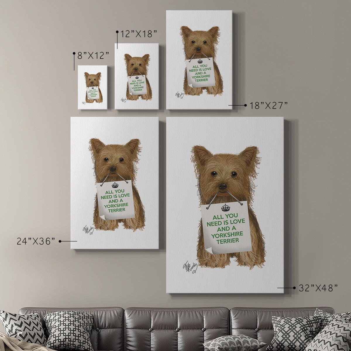 Love and Yorkshire Terrier Premium Gallery Wrapped Canvas - Ready to Hang