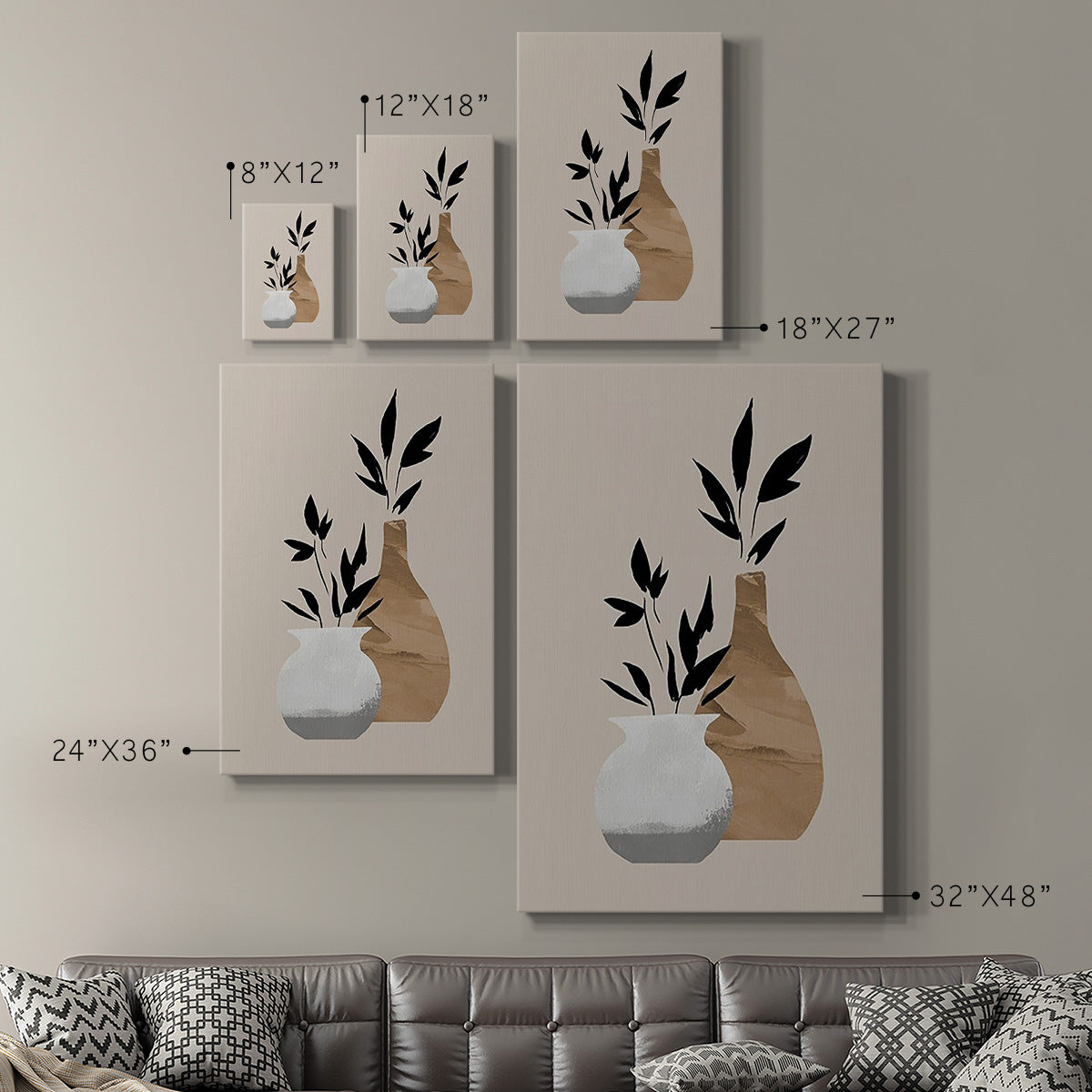 Simple Bud Vases I - Canvas Art Print
