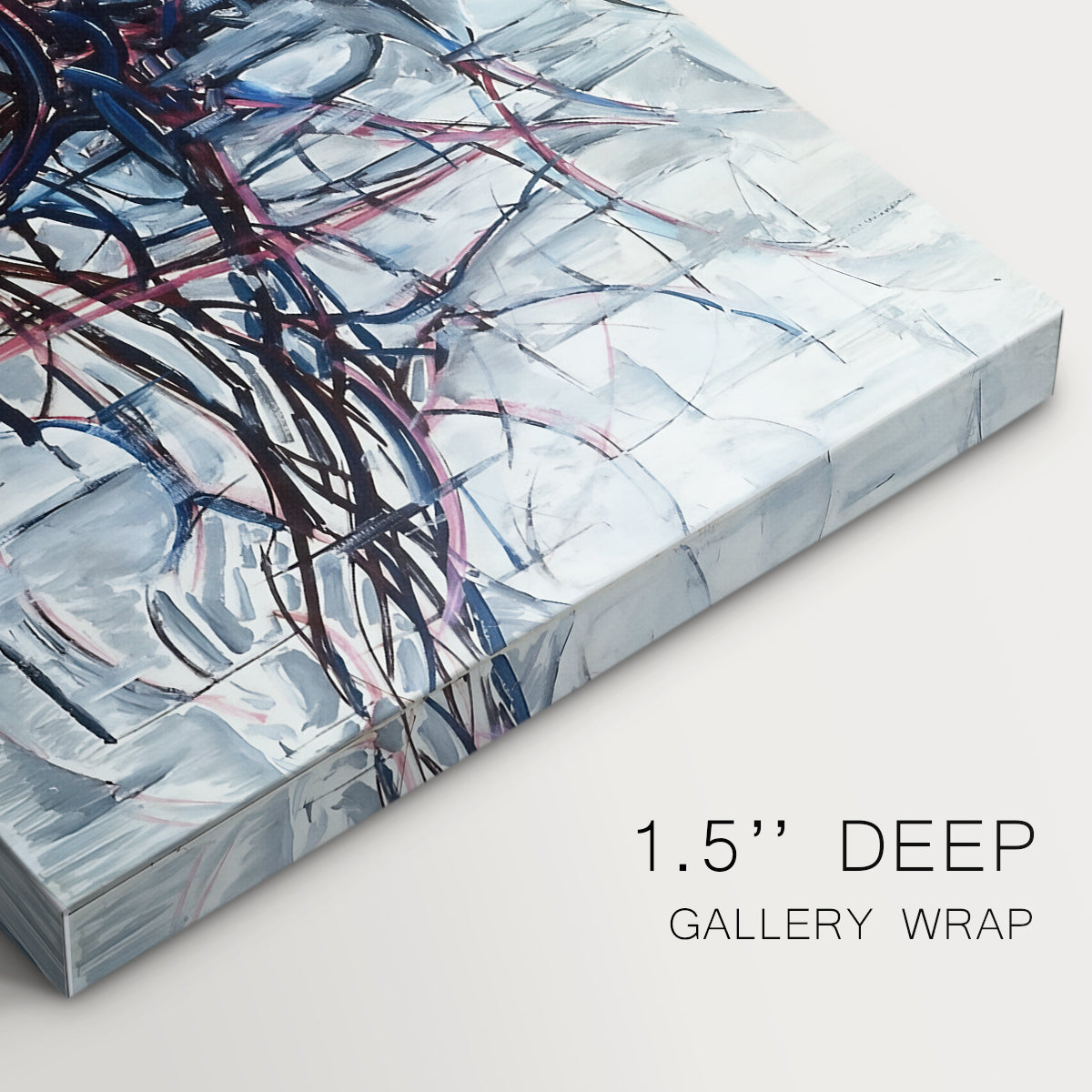 Canvas art print of a tree stretched into horizontal lines, highlighting texture and gallery-wrapped edges