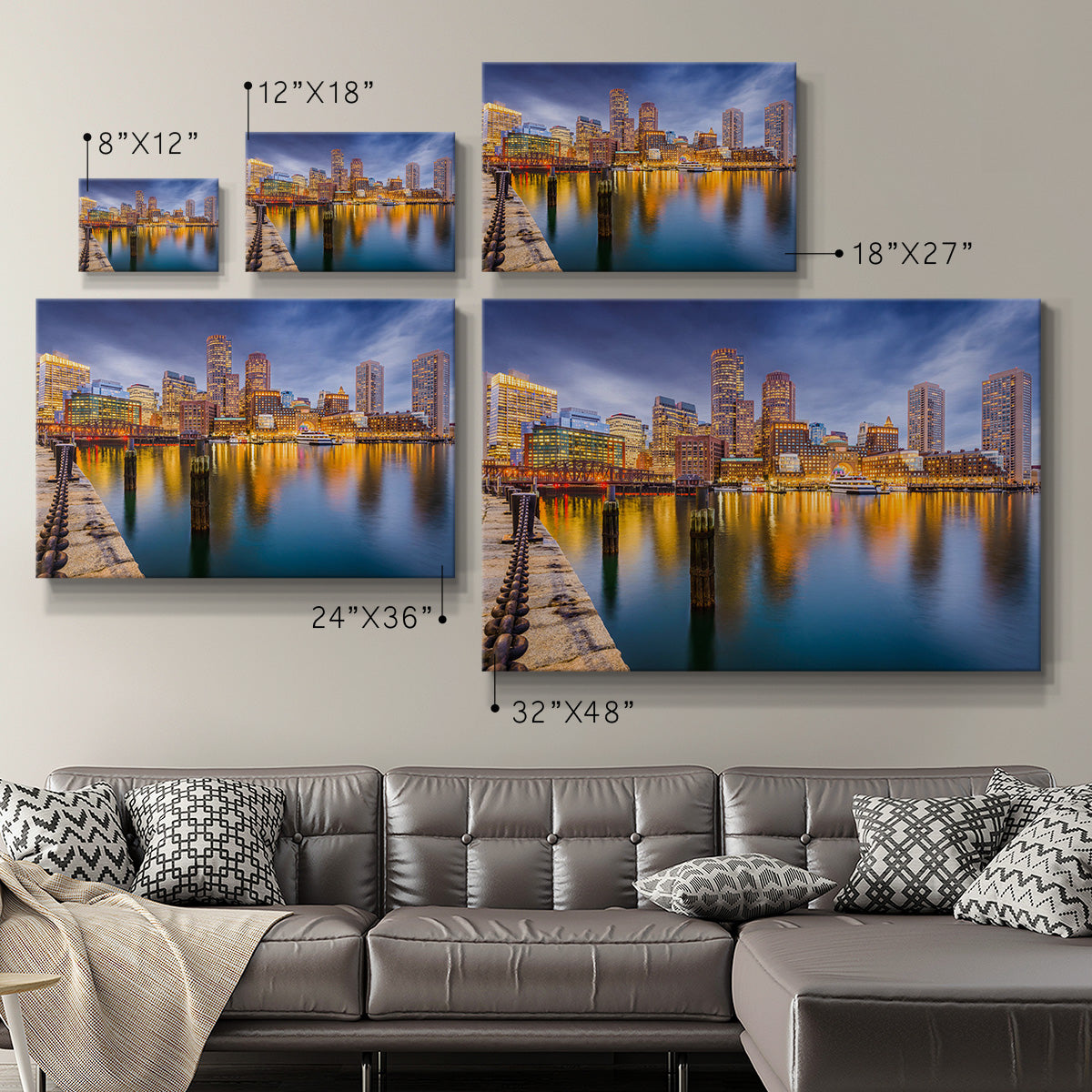 USA Harbor Skyline - Canvas Art Print