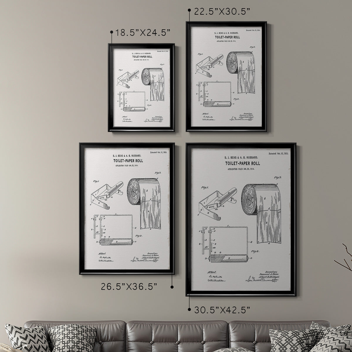 Toilet Paper Patent I - Modern Framed Canvas Print