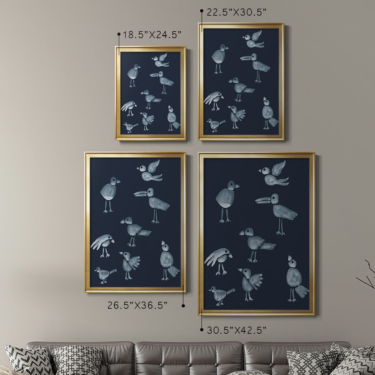 Flock I - Modern Framed Canvas Print