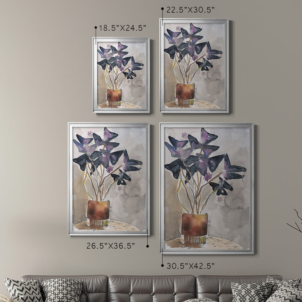 Oxalis in Vase I - Modern Framed Canvas Print