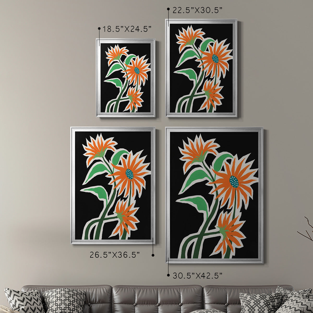 Pop Flowers III - Modern Framed Canvas Print