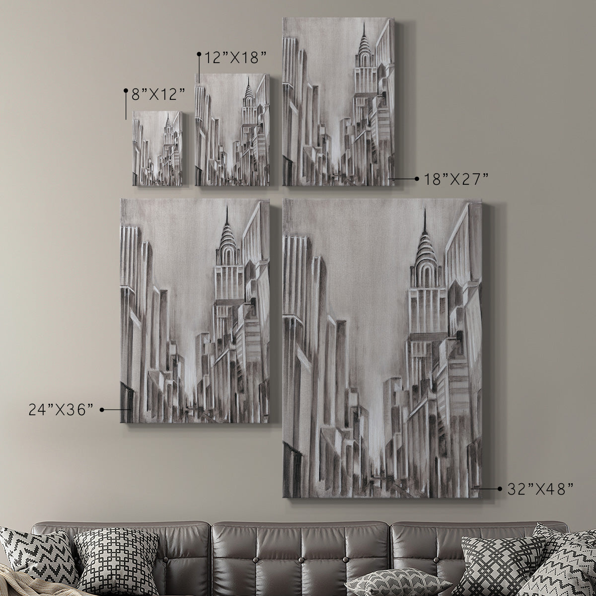 Art Deco Cityscape I Premium Gallery Wrapped Canvas - Ready to Hang