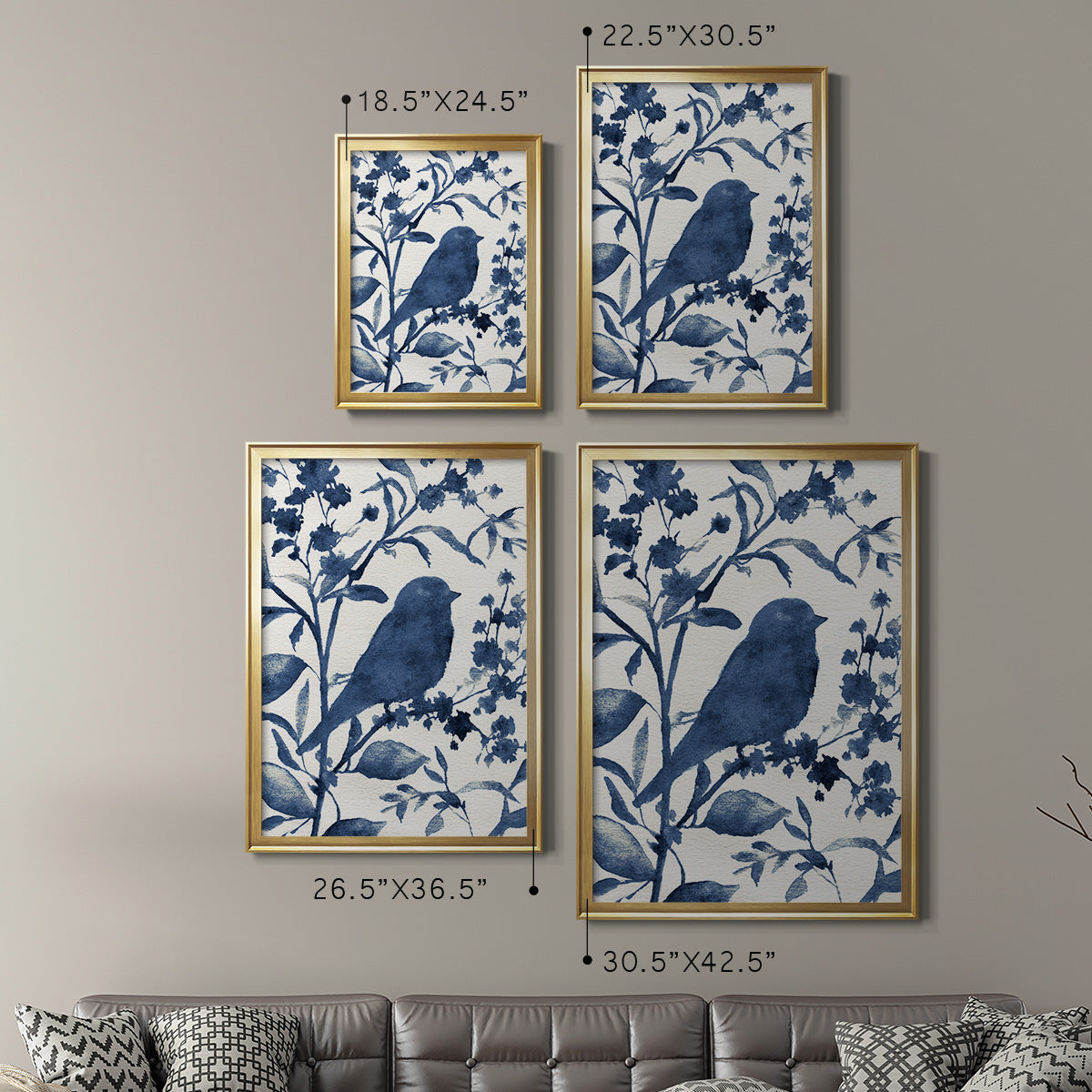 Bluebird Silhouette I - Modern Framed Canvas Print