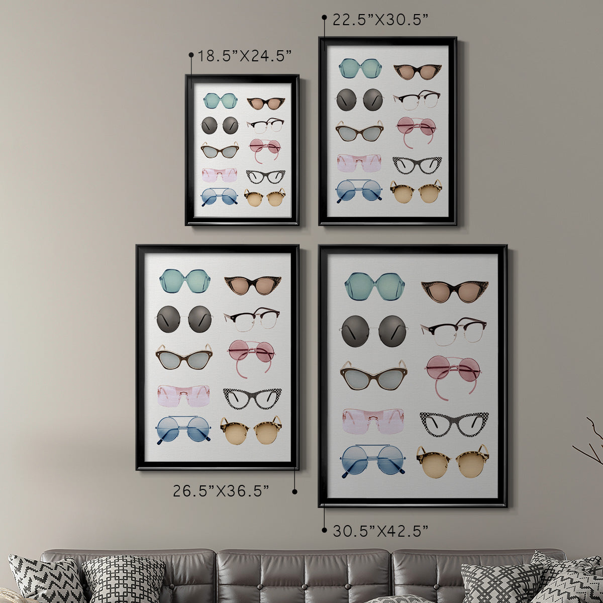 Vintage Glasses II - Modern Framed Canvas Print